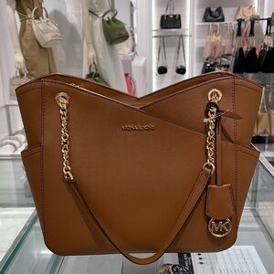 Michael Kors Jet Set Travel Large Chained Tote Shoulder Bag MK Luggage NWT